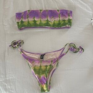 triangl swimwear Purple and Green Tie-Dye Bikini Set